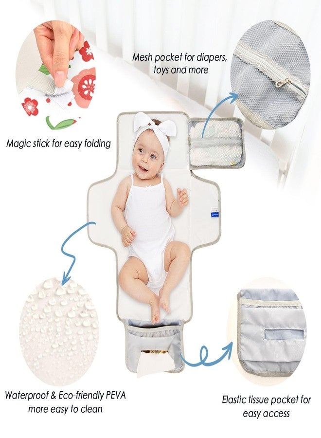 XIGUA Portable Changing Pad for Baby - Strawberry Waterproof Diaper Changing Mat Travel Changing Pad with Built-in Pillow - Shower Gift for Baby - Image 3